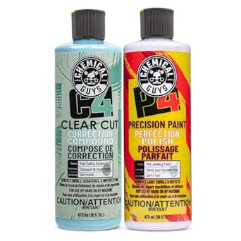 Chemical Guys C4 Clear Cut Correction Compound & P4 Precision Polish Kit (Safe for Cars, Trucks, SUVs, RVs, Motorcycles, & More) 2 x 473 ml Bottles