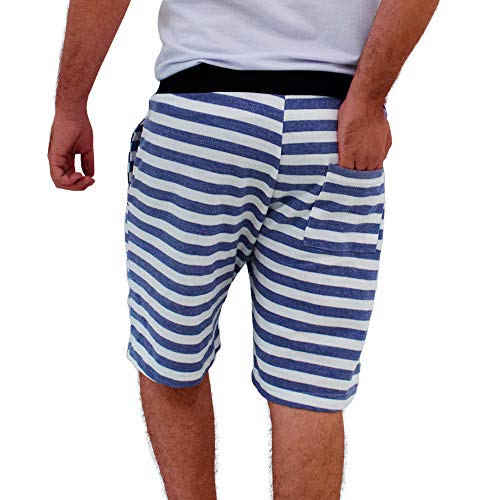 Kit com 3 Bermudas Masculina Strike Moletom Part.B Listrada (Azul Escuro Verde Azul Claro, G)
