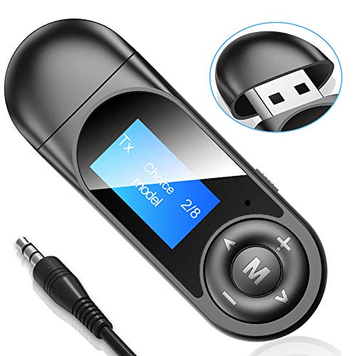 Bluetooth 5.0 Transmitter Receiver 2 in 1 Portable Visual Bluetooth TV Transmitter with LCD Display,Wireless 3.5mm Bluetooth Audio Adapter for PC,TV,Headphones,Home Stereo Bluetooth 5.0 Transmitter Receiver 2 in 1 Portable Visual Bluetooth TV Transmitter with LCD Display,Wireless 3.5mm Bluetooth Audio Adapter for PC,TV,Headphones,Home Stereo