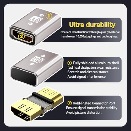 image for AIMHDUTY HDMI Coupler 6-Pack, 8K@60Hz, HDMI Female to Female Adapter, 