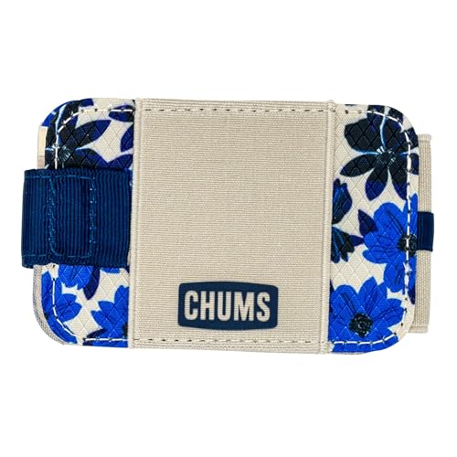 Image of Chums Bandit Bi-Fold Wallet - Slim RFID Wallet for Men & Women, Reversible Card, ID & Money Holder, Blue Floral, Minimalist