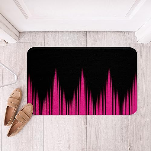 Feelyou Rose Pink Ombre Bath Rugs for Shower Tub Ombre Striped Bathroom Rugs Abstract Pink and Black Bath Rugs for Shower Tub Kids Toddler Pink Stripe Bathroom Accossories 20