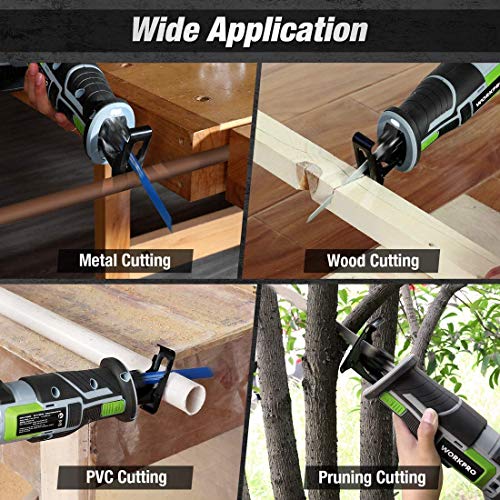 WORKPRO Cordless Reciprocating Saw, 20V 4.0Ah Battery, 25MM Stroke Length, Variable Speed, 4 Saw Blades Included for Wood & Metal Cutting 8 WORKPRO Cordless Reciprocating Saw, 20V 4.0Ah Battery, 25MM Stroke Length, Variable Speed, 4 Saw Blades Included for Wood & Metal Cutting - Image 8