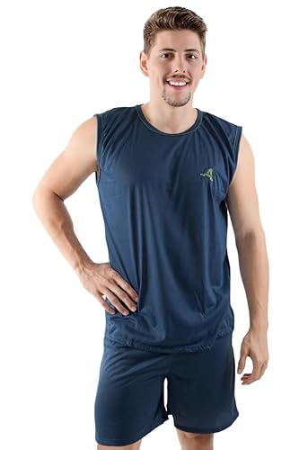 Pijama Masculino Ayron Regata 083 Liso Detalhe Bordado (G, Azul Marinho)