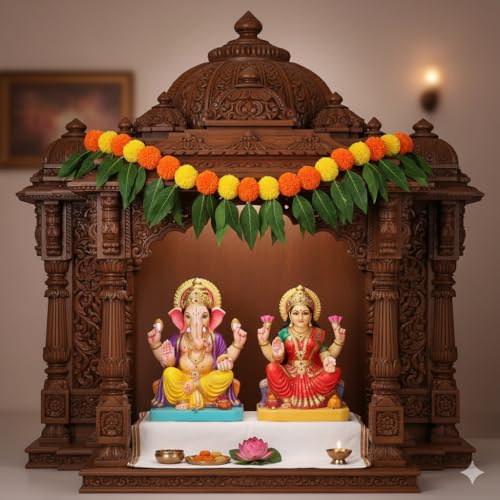 Image of Divyakosh Mango Leaves Toran for Main Door - 1 Pc ; Size 40 Inch Artificial Marigold & Mango Leaf Bandhanwar for Entrance, Door Hanging Toran for Home Decor, Pooja Room & Diwali Decoration Items