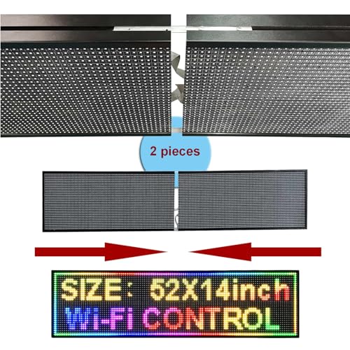 Image of P10 Outdoor Led Sign 52 inchx14 inch RGB Full Color WiFi Programmable Bright LED Scrolling Message Display Board, Perfect Solution for Advertising