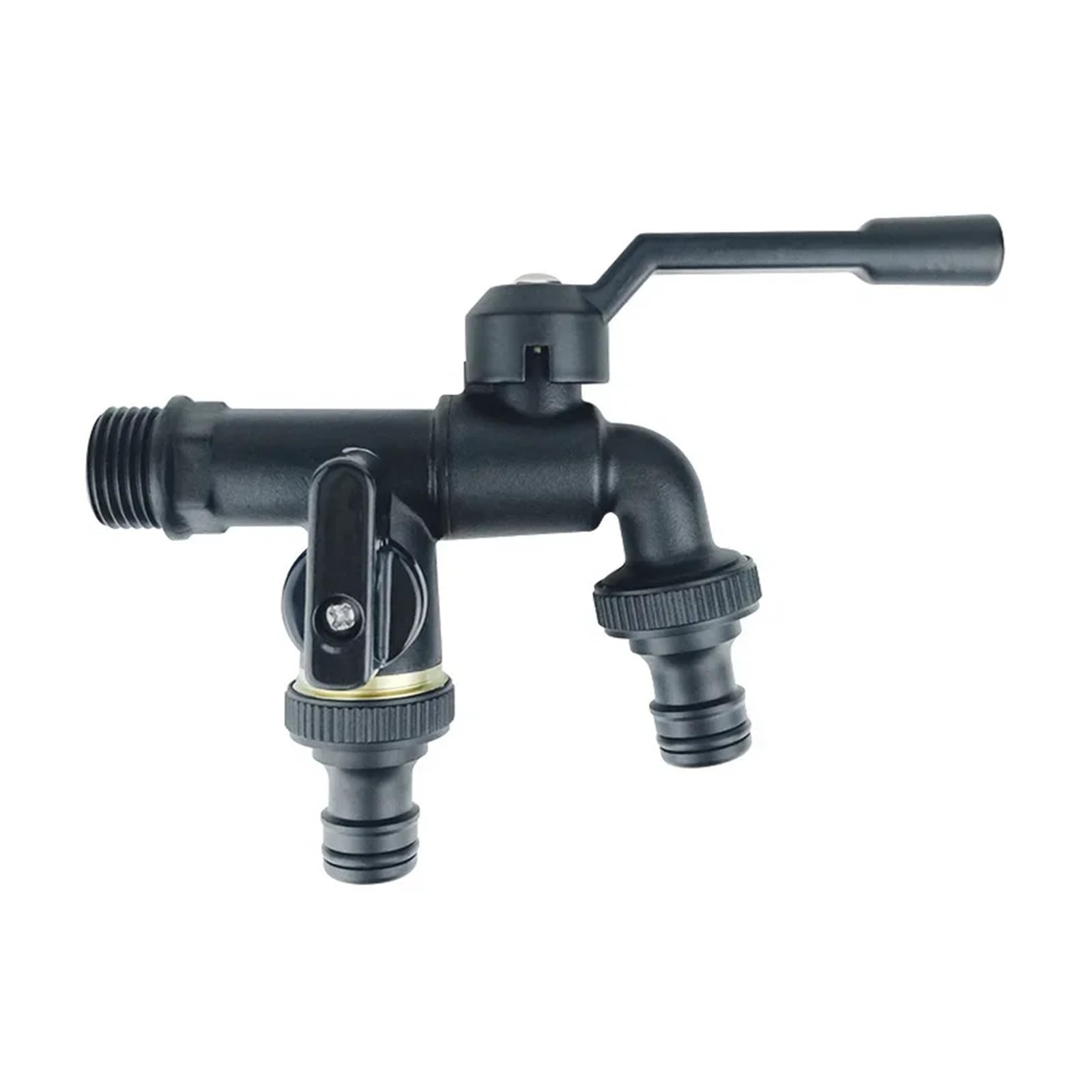 Grifo exterior, Manguera de pared latón negro con doble salida for lavadora 3/4 pulgadas(DN20 Double outlet)