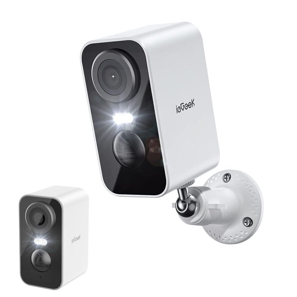 OBA Telecamera Wi-Fi Interno/Esterno Batteria Senza Fili, Videocamera con Faro e Allarme, Visione Notturna a Colori, Rilevamento del Movimento Persona, Sirena, Audio a 2 Vie, Funziona con Alexa