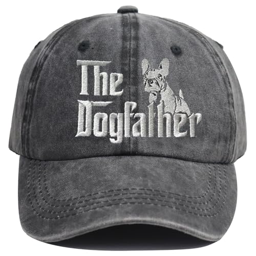 Kamaple The Dogfather Hats for Men Fathers Day Dad Gifts from Daughter Son Wife Embroidered Adjustable Cotton Dog Dad Baseball Cap