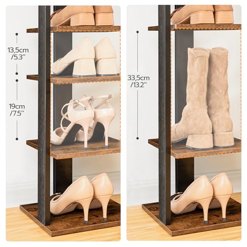 HOOBRO Schuhregal, vertikales Schuhablage, 7-lagiger Schuhschrank, schmale Schuhständer mit Zaun und Haken, platzsparend, für Flur… – Ansicht 3