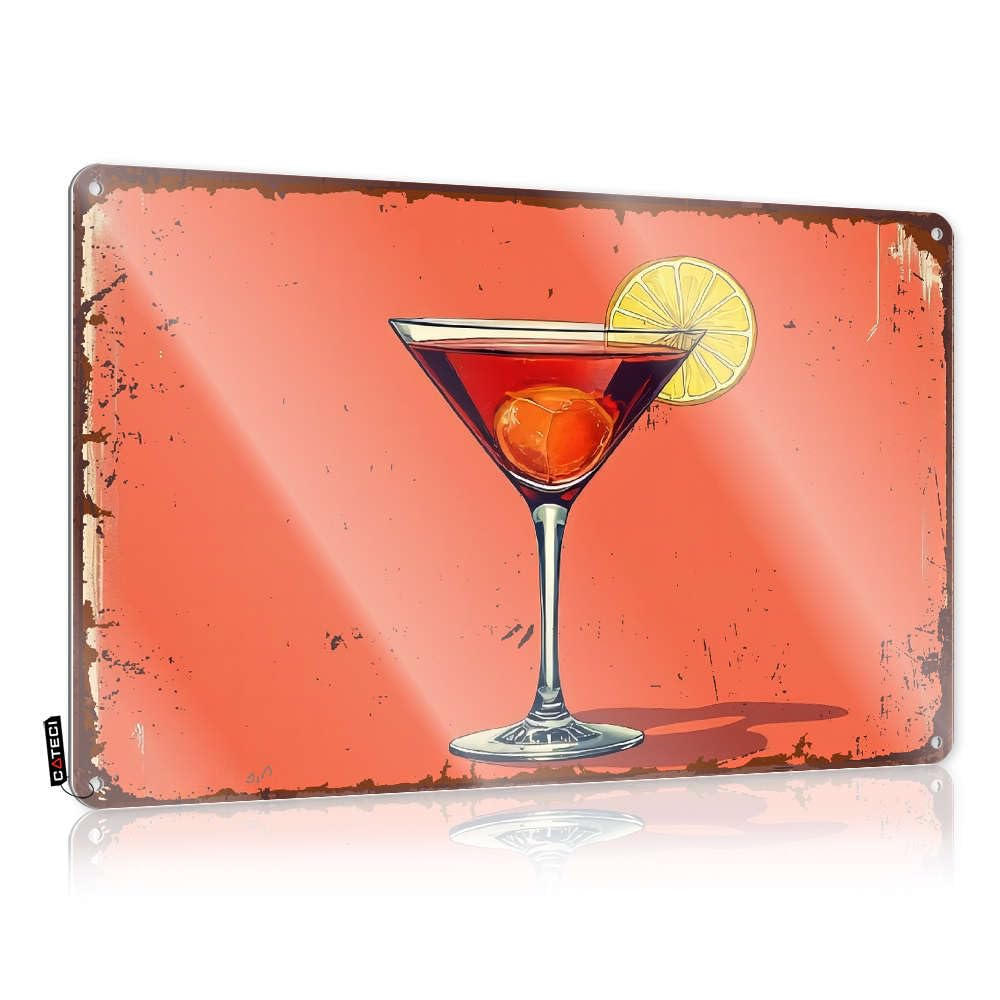 Fzfn Colour Decor New Teen Room Decor Home Decor - A Cocktail In A Martini Glass With A Lemon Slice. Haves Rustic Style Artwork For Outdoor Bar(30X40cm)