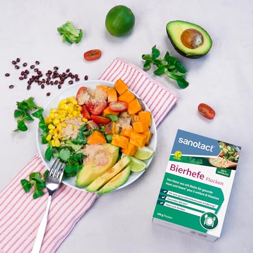 sanotact Bierhefe Flocken (1kg) • 100% natürliche Bierhefeflocken • Hefeflocken mit Biotin & 5 B-Vitaminen für Haut, Haare, Nägel • Ideal zum Kochen als veganer Parmesan & zum Würzen