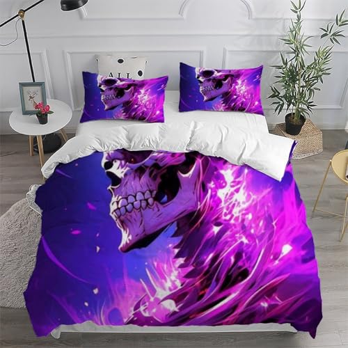 Housse de couette crâne violet La Terreur imprimé 3D King Size