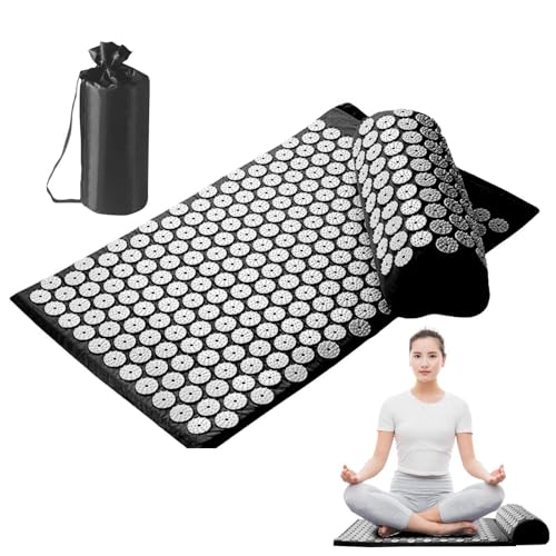 Juego de tapete para puntos de presión: cojín de masaje de relajación, tapete para terapia de acupresión, accesorios para aliviar el estrés, ayuda para el cuidado del cuerpo | Estera de presión de acu