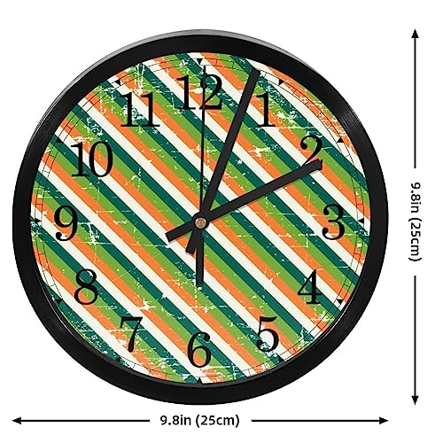 Horloge murale ronde pour école et bureau au design rayures Saint-Patrick - 5