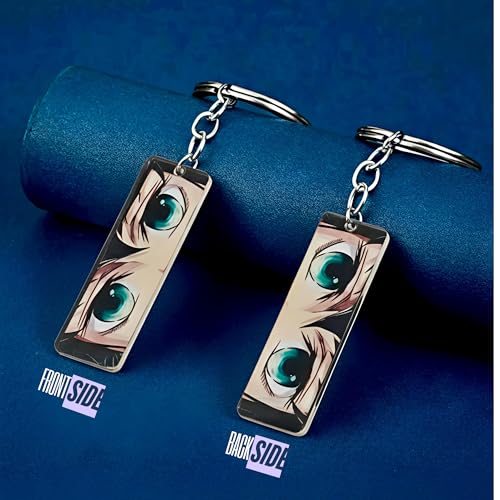 Image of Dem-on Slayer Anime Acrylic Glowing Eyes Keychain | Luminous Eye Glow Key Ring | Premium Otaku Accessory for Bags, Bikes, Cars, Backpacks & Key Holder