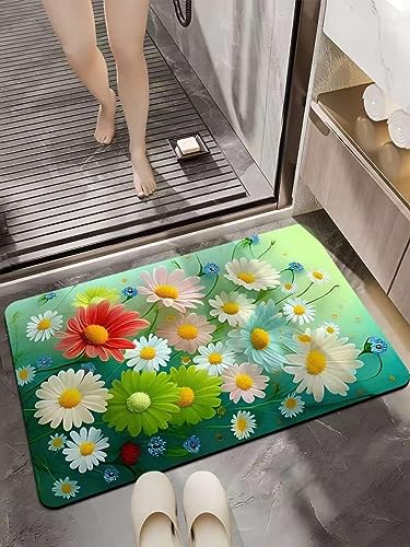 Image of SKVM Memory Foam Water Absorbent Rectangular Shape Mat for Bathroom Kitchen Floor Door Entrance Anti Slip Foot Skid Shower mat (Design 6)
