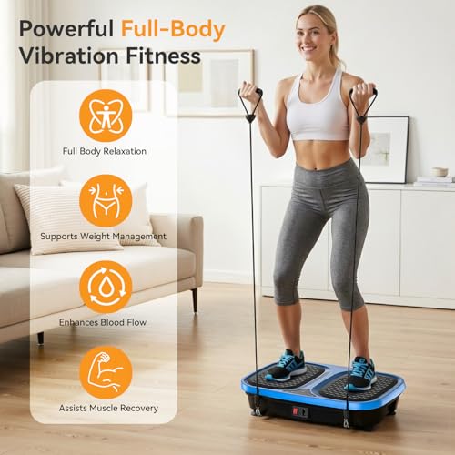 Image of NEWBULIG Vibration Plate, Whole Body Workout, Vibrating Platform with LED Touch Screen & Pull Ropes for Weight Loss & Muscle Toning