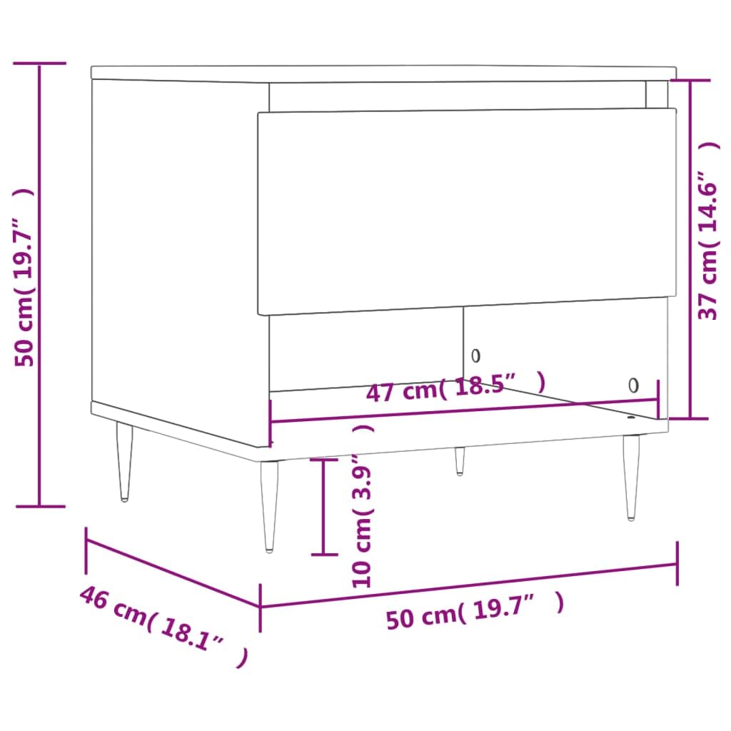 Mesa de Centro de Madera de ingeniería Negra 50x46x50 cm con cajón y Compartimento para salón Sala de Estar Oficina hogar con Patas de Metal y Superficie Resistente Ideal para Decorativa y