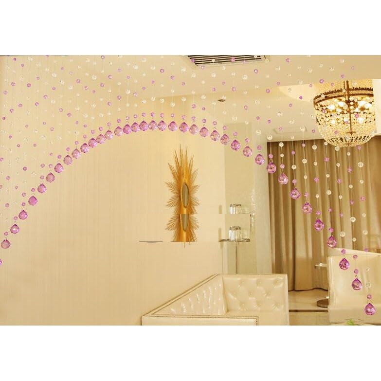 Image of K9L 10 String, Acrylic Bead and Drops, String Hanging Crystal Curtain (10 String Suitable to 2.5 to 3 Feet Width) (Purple)