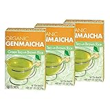 Eden Genmaicha Organic Green Tea, Sencha Green Tea with Roasted Organic Brown Rice, Japanese, 16 Unbleached Manila Tea Bags/Box (3-Pack)