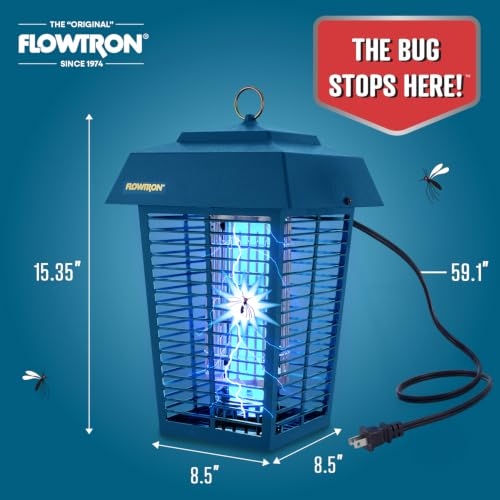Image of Flowtron Electric Bug Zapper, 1 Acre Outdoor, 40W UV, 5600V Zap, Blue