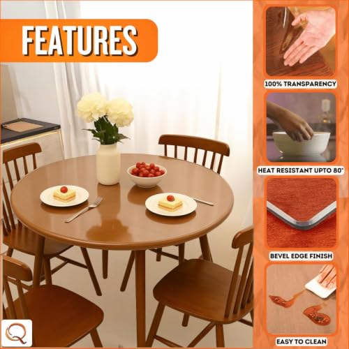 Image of Qlarity Covers 1.5mm Super Shield PVC Table Cloth, 48 Inch Round, Clear