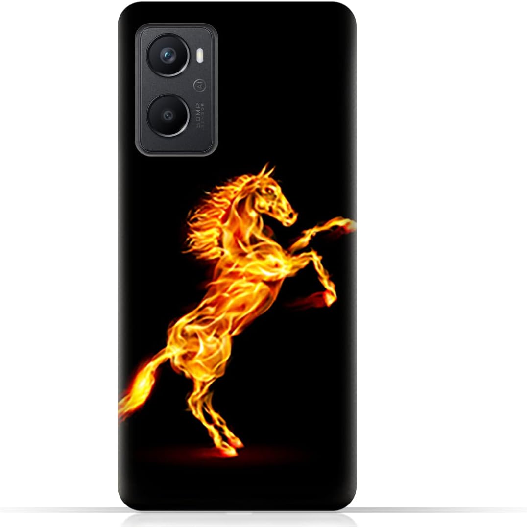 AMC Design Horse on Flame Pattern TPU Mobile Case for Oppo A96 4G