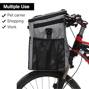   Dog-Bike-Basket-Expandable-Soft-Sided-Pet-Carrier-BackpackBicycle-Basket-for-Small-DogCar-Seat-for-Small-Puppy-Cat-with-Mesh-Window-Ventilated-Double-Shoulder-Dog-Bag-Red