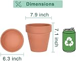8 Pot en argile de pouce pour plante avec Saucer - 2 Grand pot de terre cuite avec trou de drainage, pot d'argile planteurs, pot de Terracotta pour plante extérieure intérieure