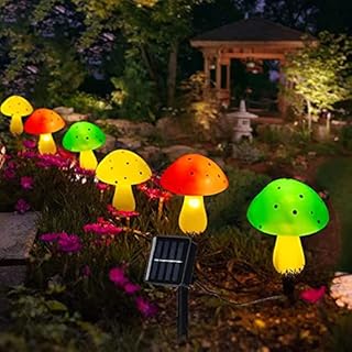 AcnA Mushroom Solar Lights Outdoor Garden, 6 Pack Solar Garden Lights with 8 Modes IP65 Waterproof for Lawn Garden Pathway Patio Yard Fence Camping Halloween Christmas Decorati