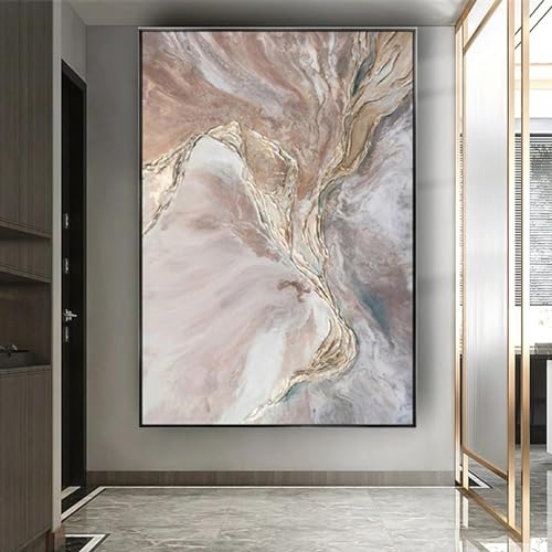 Peinture abstraite sur toile YAJNILUCK grand format 80x100 cm avec cadre