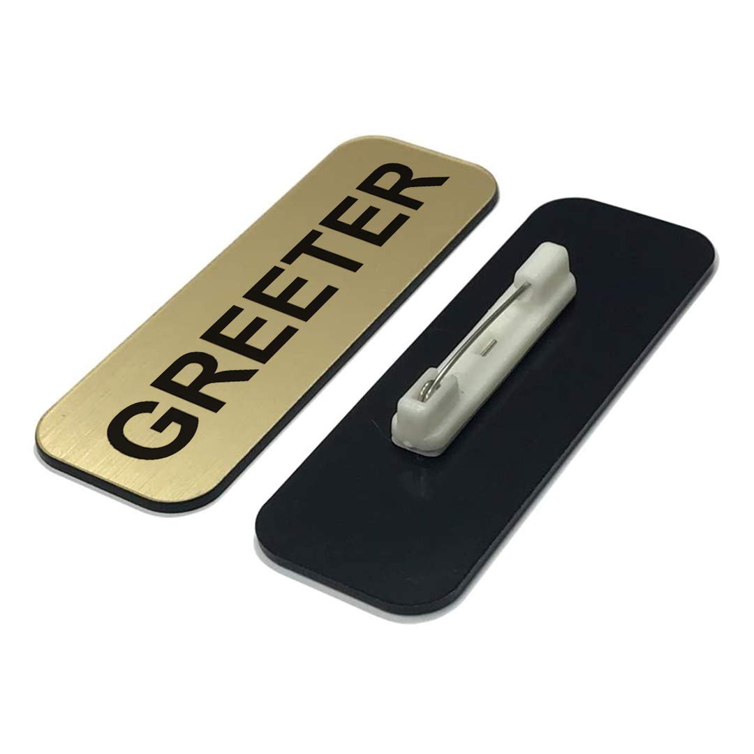 Greeter Namensschild, 2,5 x 7,6 cm, gebürstetes Gold, 10 Stück