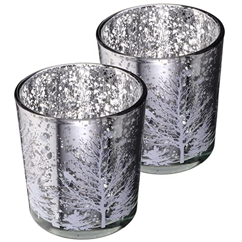 Garneck 2pezzi Portacandela in Vetro Tema Albero Di Natale Pack Da Decorazione Da Tavolo Per Feste Natalizie