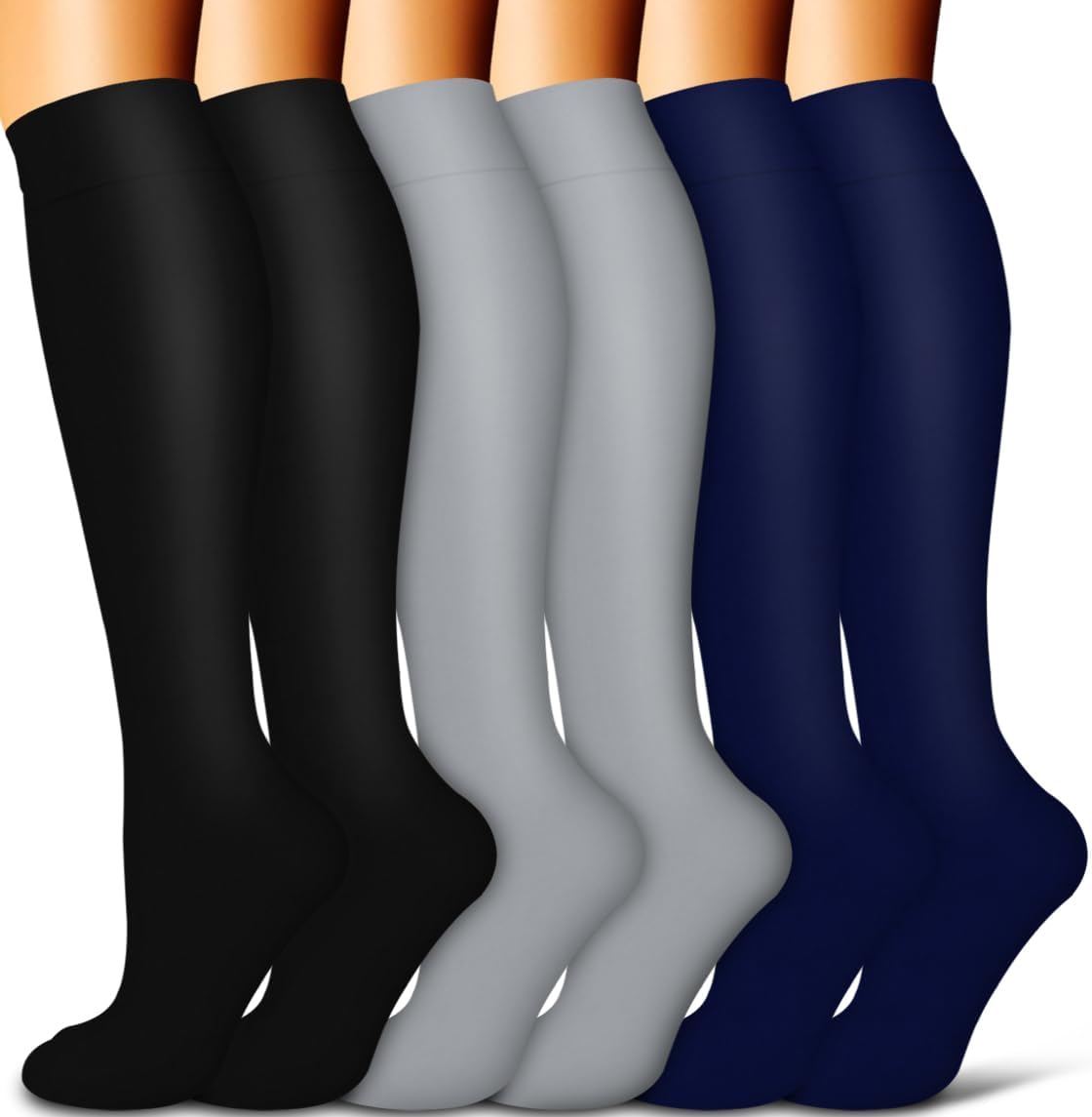 Copper Compression Socks for Women and Men(6 Pairs)-Best Support for Running, Athletic, Travel
