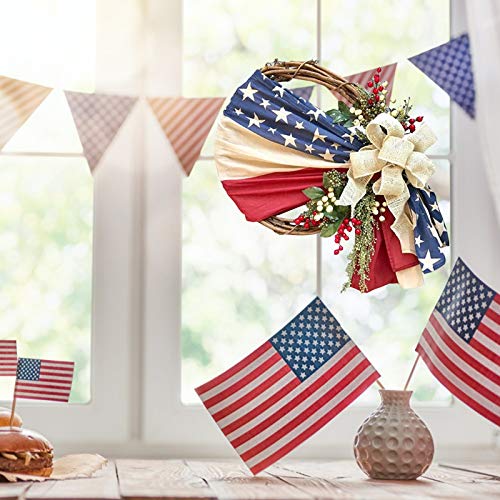 AOJIAN Independence Day Patriotic Wreath for Front Door, Simulation Artificial Garland Hanging Wreath and Veterans Day Decoration (A-Multicolor)