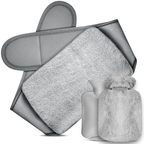 Gucass Wärmflaschengürtel, 3 In 1 Wärmflasche Gürtel, 1L Gummi Wärmflaschen mit Weichem Taillenbezug, Hot Water Bottle Belt Wärmegürtel für...