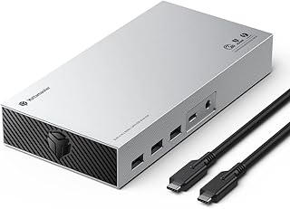 Yottamaster Thunderbolt 3 ドック、USB C ラップトップ ドッキング ステーション デュアル モニター、MacBook Pro/Dell/Lenovo/HP 用 15-in-1 ラップトップ ドック、シングル 5K/デュアル 4K@60Hz ディスプレイ、USB-A USB-C 10Gbps、SD/TF、オーディオ、ギガビット イーサネット