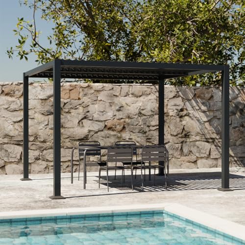 sweeek Pergola bioclimatica 3x3m Alluminio e Acciaio, lamelle orientabili
