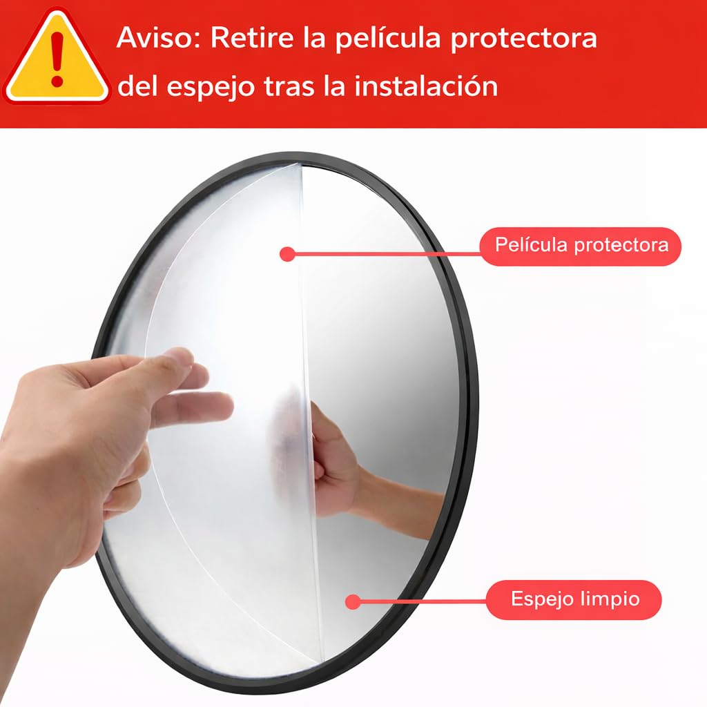 Espejo Convexo de 60cm ZincOrange – Espejo de Seguridad para Puntos Ciegos, Aparcamientos, Garajes y Almacenes – Uso Interior y Exterior (negro, 60cm)