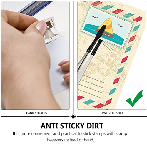 DOITOOL Stamp Tweezer 4.72 Inch Lightweight Stainless Steel Anti-Static Tweezers with Non-Slip Handle for Philately and Delicate Object Handling - Image 3