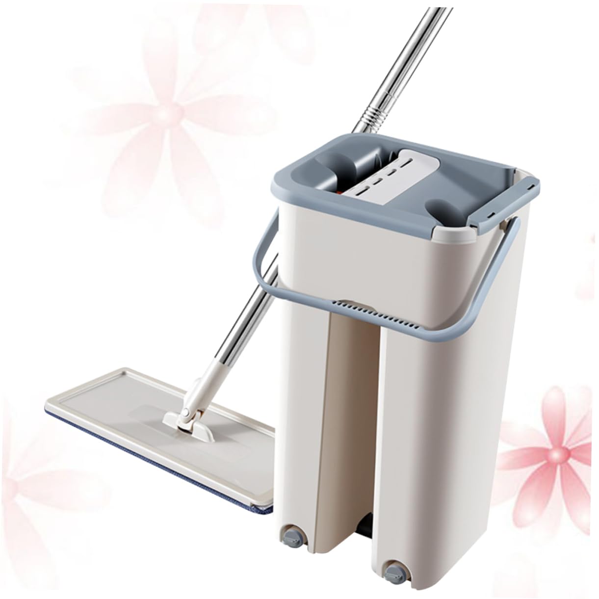 Fregona Plana Cubo Hogar, Recoge Pelo de Mascota y Suciedad, Limpieza Profunda, Diseño Compacto,