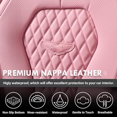 Image of Coverado Seat Covers, Car Seat Covers Front Seats, Pink Car Seat Covers, Waterproof Auto Seat Covers, Seat Cushion, Front Seat Covers Leatherette Car Seat Protector Universal Fit Most Cars