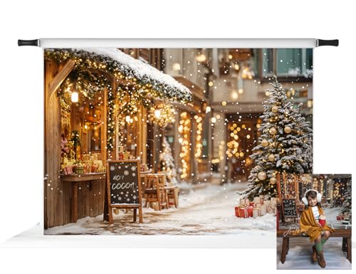 Toile de fond Noël sous la neige pour de superbes mini sessions photo en famille
