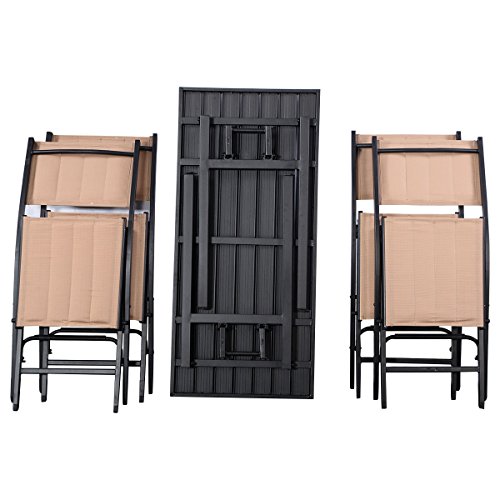 Giantex 5 Pcs Patio Outdoor Folding Chairs Rect Table Furniture Set Backyard Pool Side #TOP4