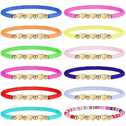 AUAUY 12 PCS Colourful Heart Friendship Bracelets Cover