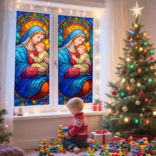 Película para ventana navideña con diseño Holy Family 44x100 cm miniatura 2