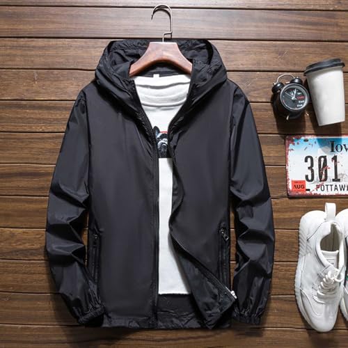 Mens Lightweight Waterproof Rain Jacket Fleece Lined Windproof Softshell Refleciton Coat Pocket with Zipper Windbreaker2