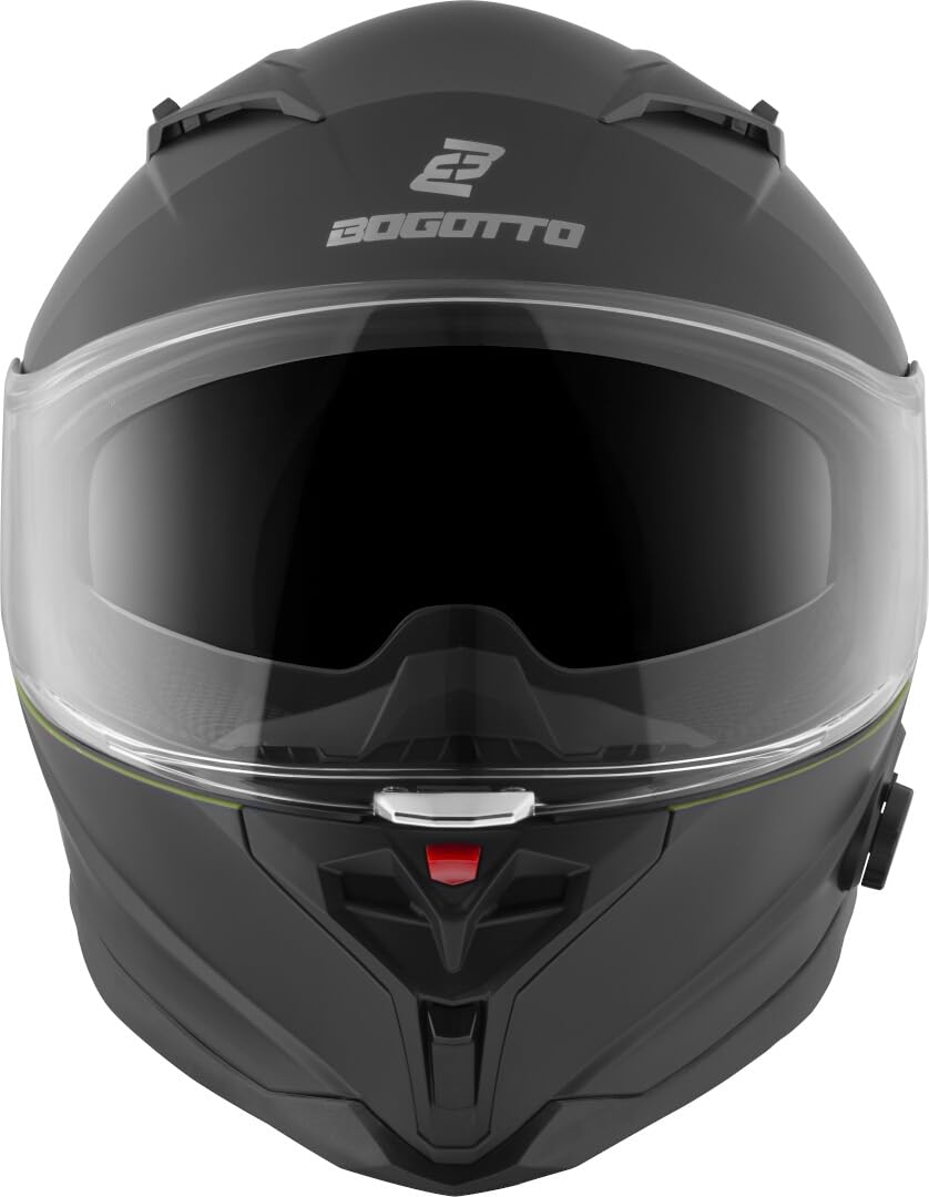 Bogotto H153 BT SPN Bluetooth Helm, schwarz matt/gelb, XS | Beschlaghemmend
