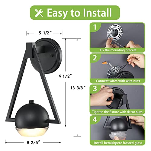 FLQMYQ LED Outdoor Wall Sconce, Black Waterproof Outdoor Light Fixtures Wall Mount, Porch Lights, Wall Lantern, Exterior Wall Lamp Outdoor & Indoor Lighting Fixture for Garage, Doorway - Image 6